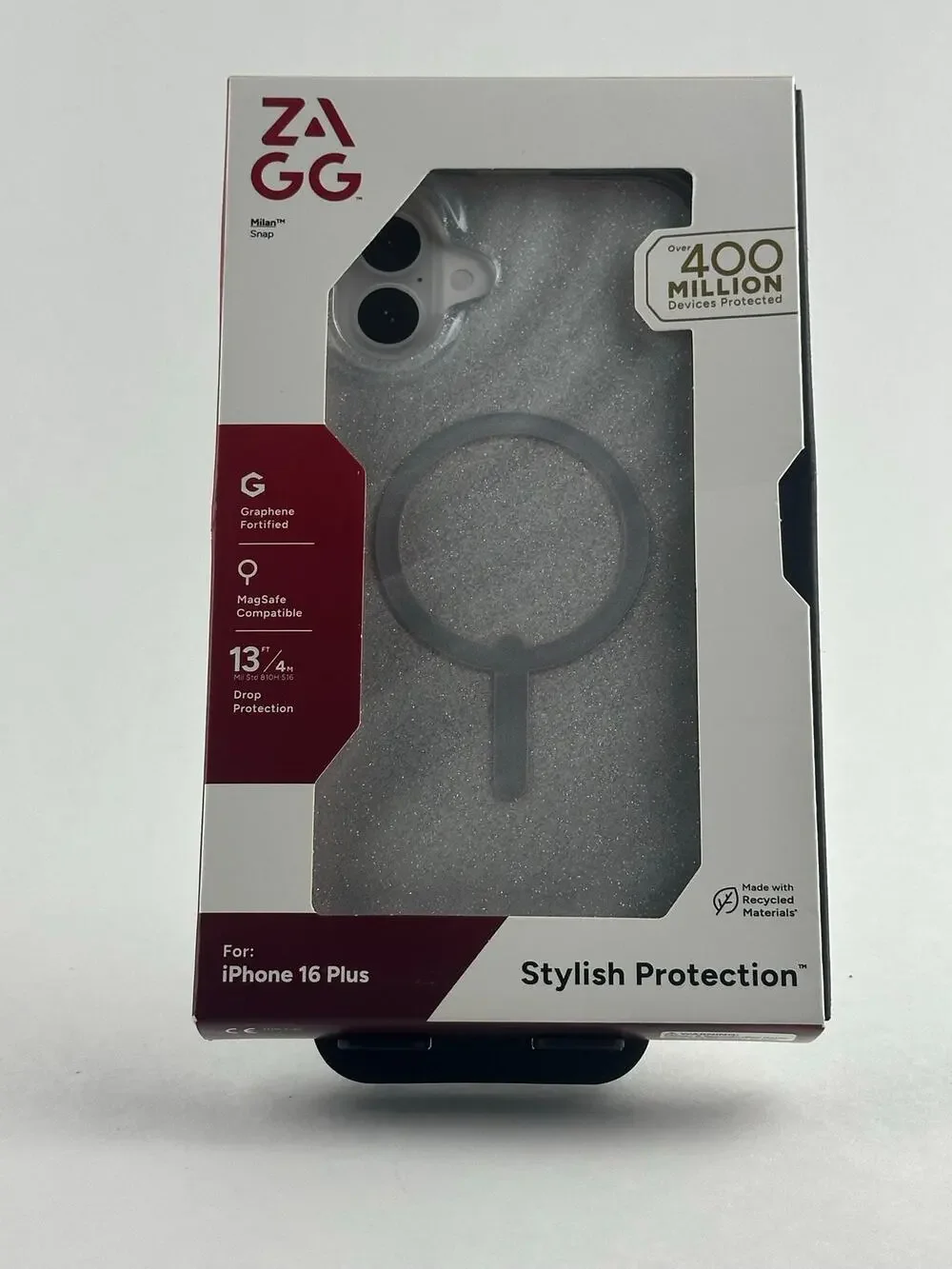 Zagg Milan Snap Glitter iPhone 16 Plus Silver MagSafe Case NWT MSRP: $55.00